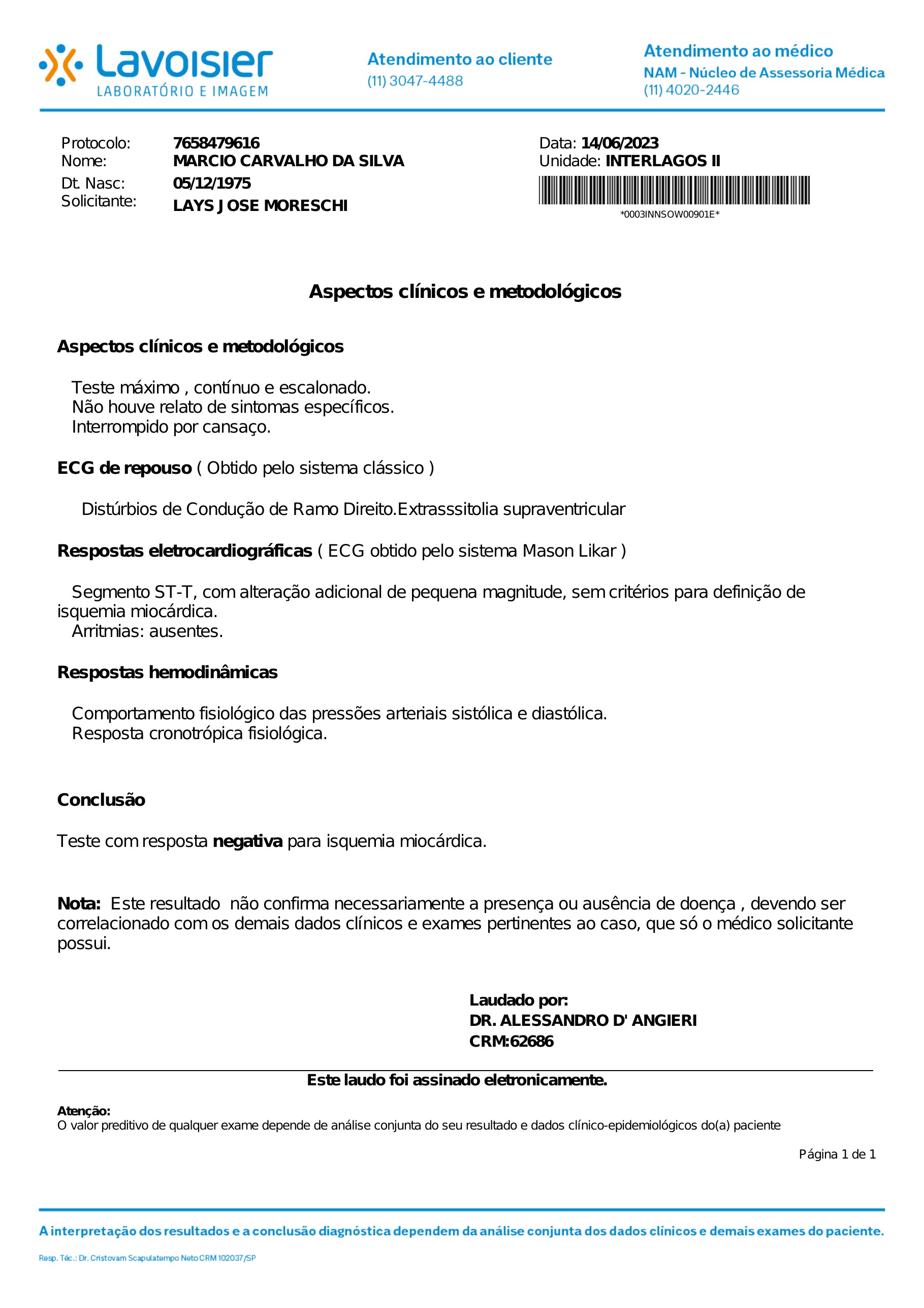 Pagina 1 de 11 do laudo Aspectos clinicos e metodologicos