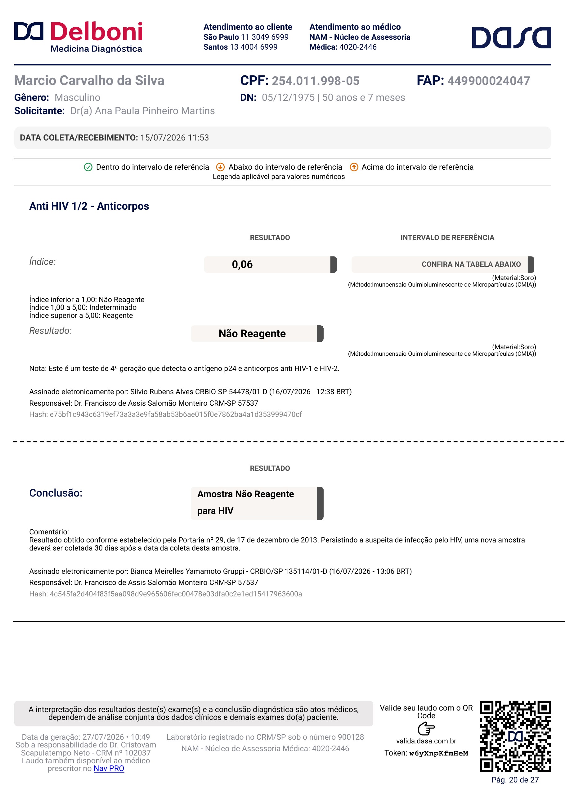 Pagina 20 de 27 do laudo Laudo laboratorial completo
