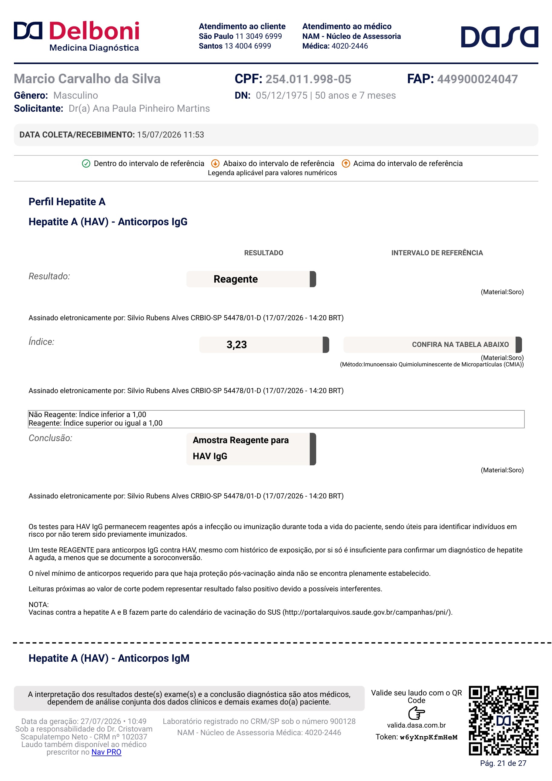 Pagina 21 de 27 do laudo Laudo laboratorial completo