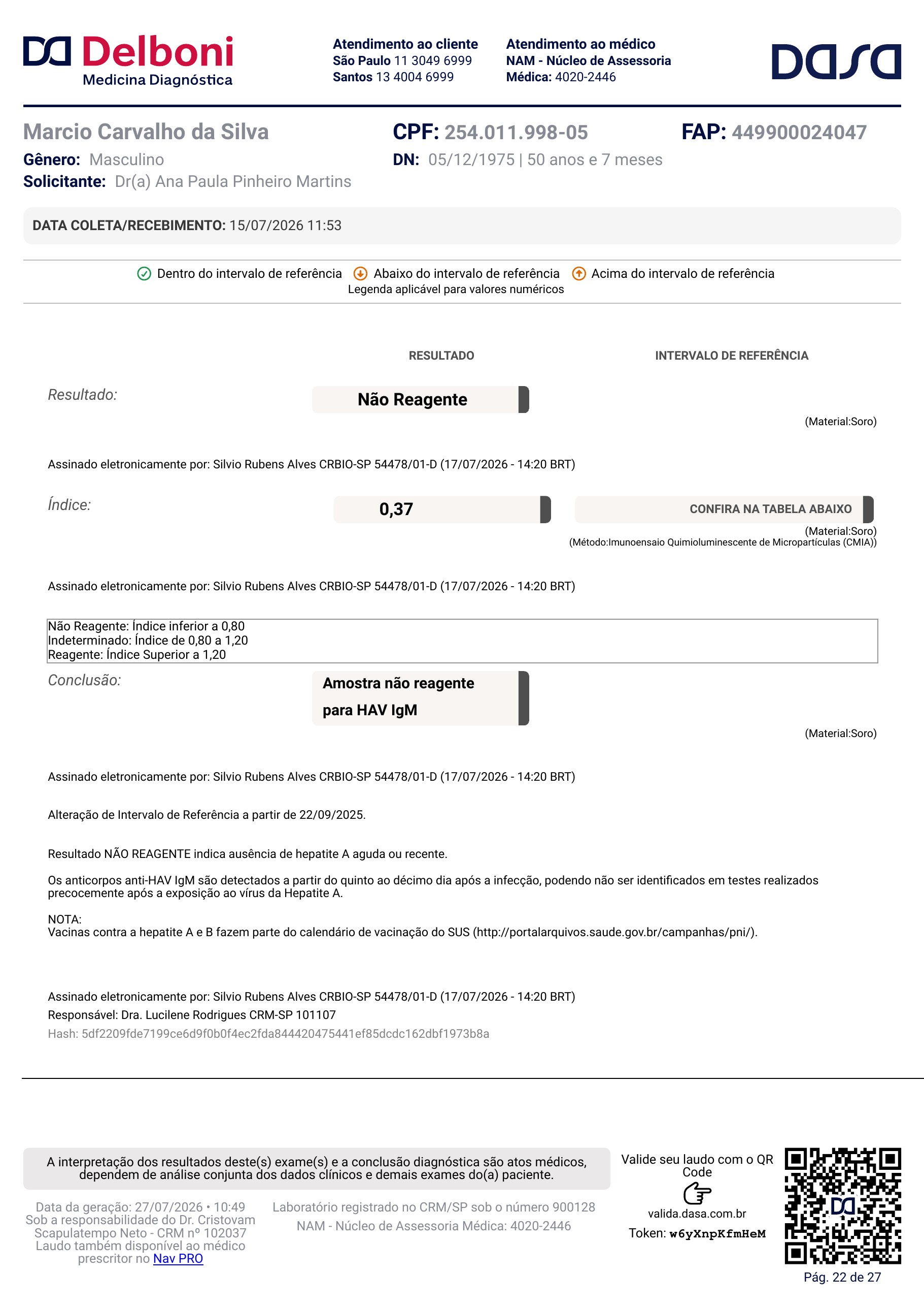 Pagina 22 de 27 do laudo Laudo laboratorial completo