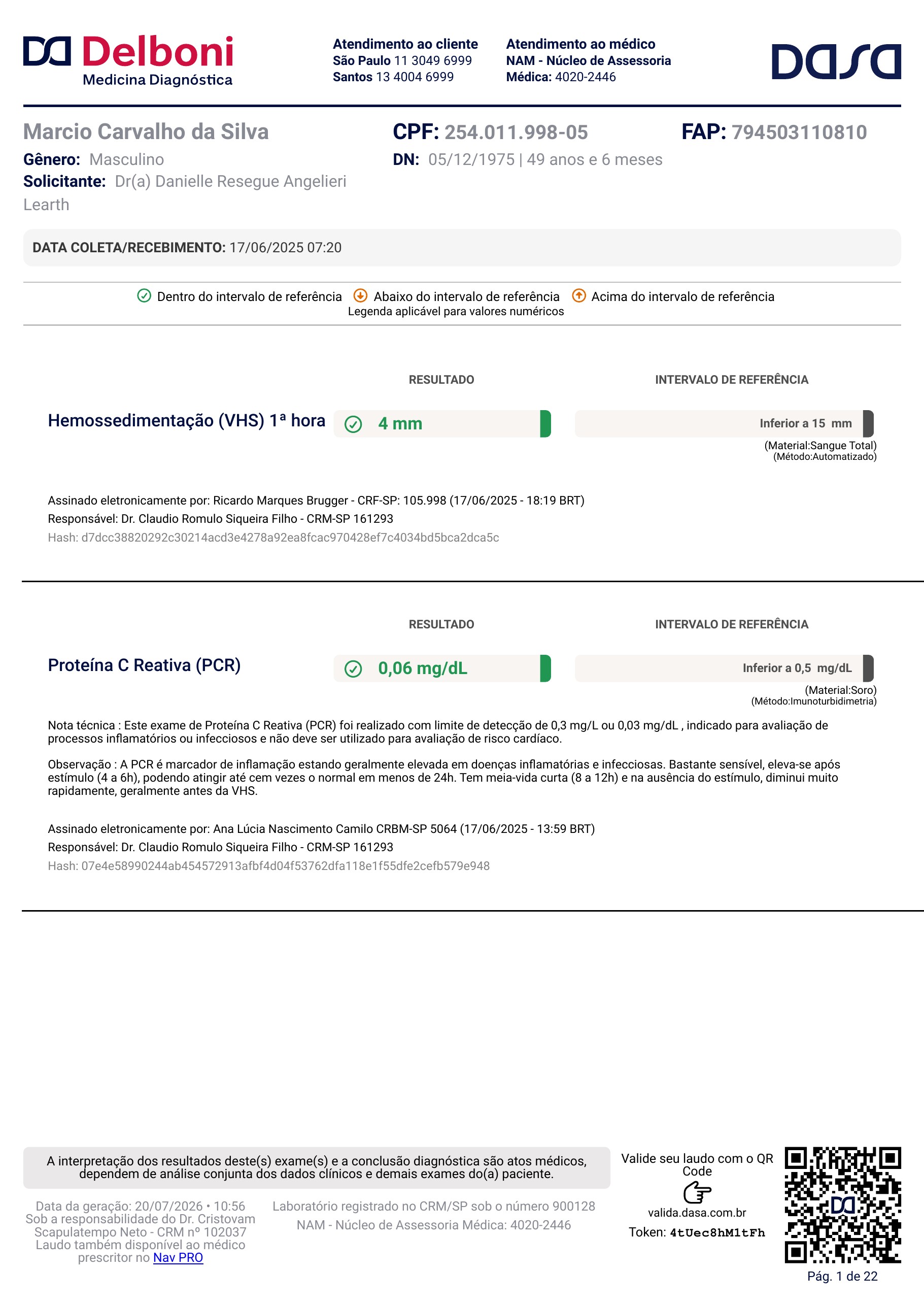 Pagina 1 de 22 do laudo Laudo laboratorial completo