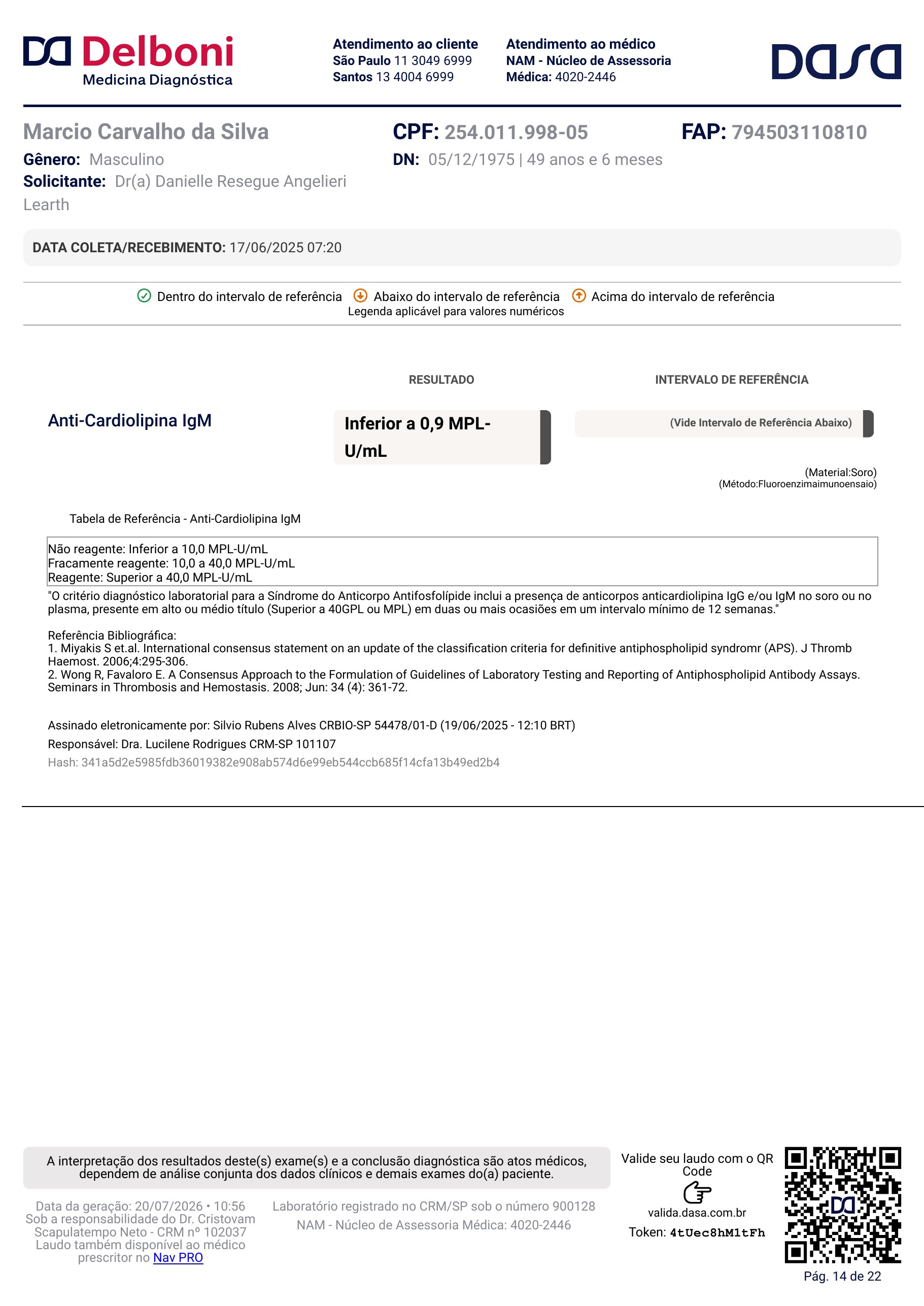 Pagina 14 de 22 do laudo Laudo laboratorial completo