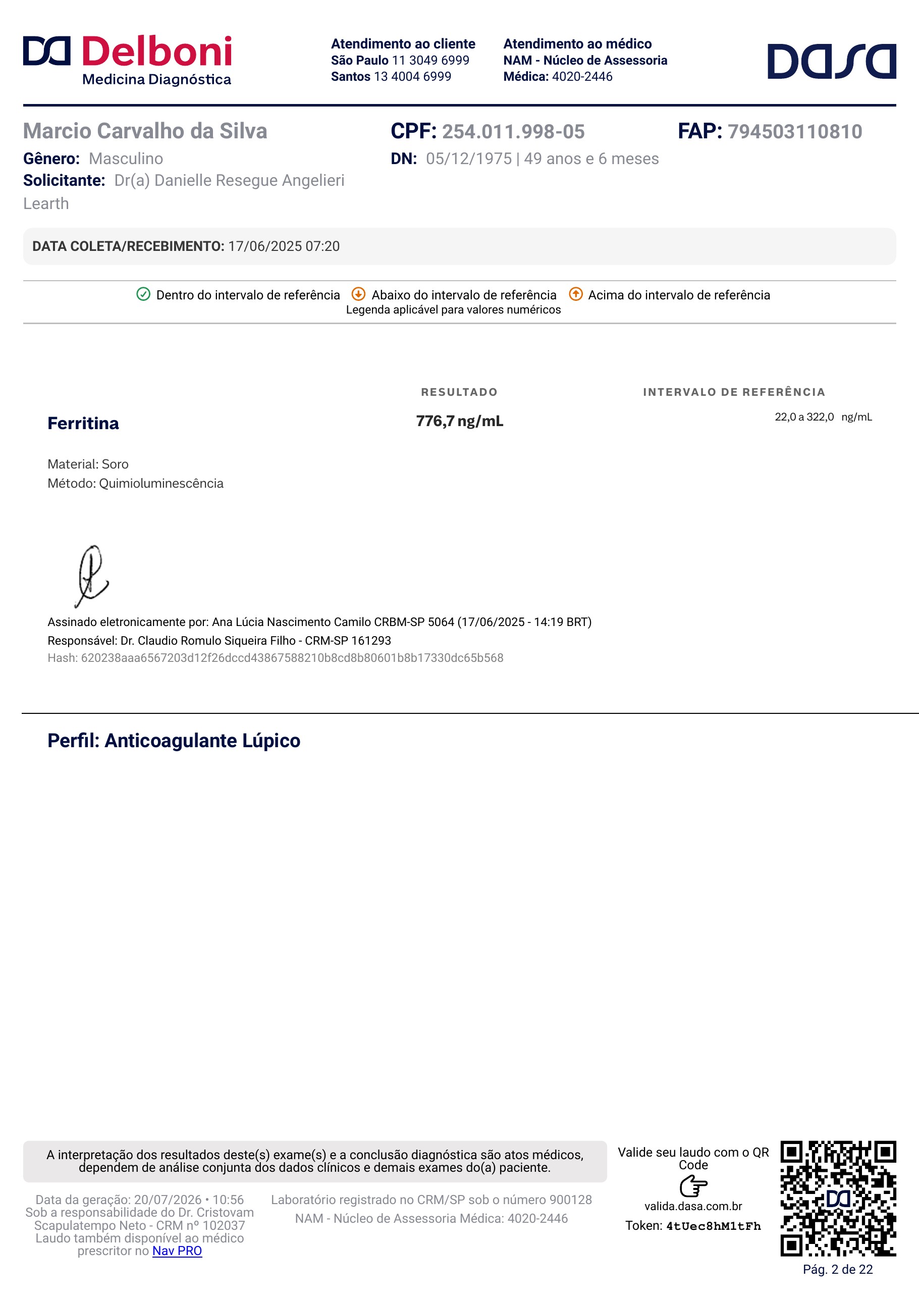 Pagina 2 de 22 do laudo Laudo laboratorial completo