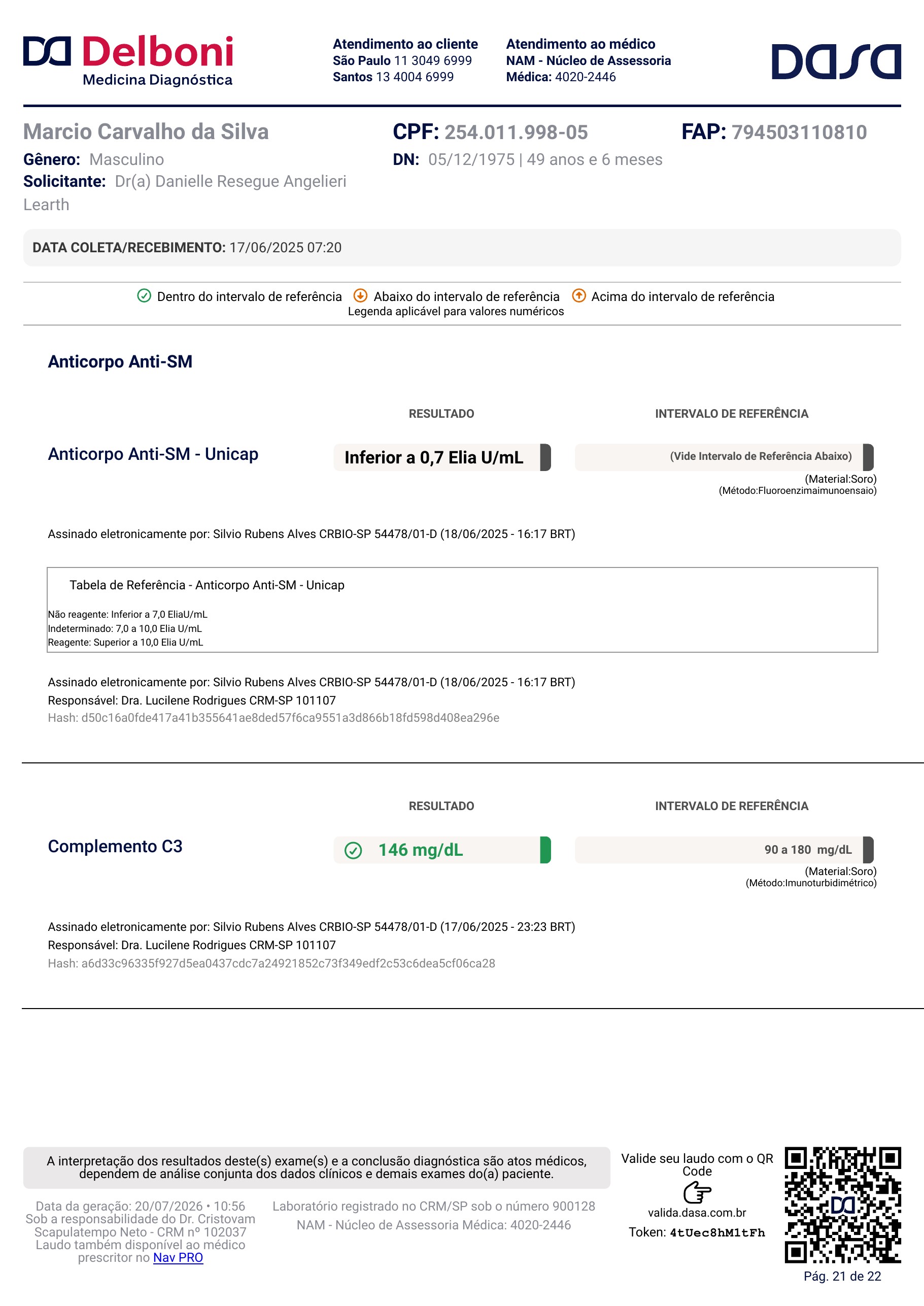 Pagina 21 de 22 do laudo Laudo laboratorial completo