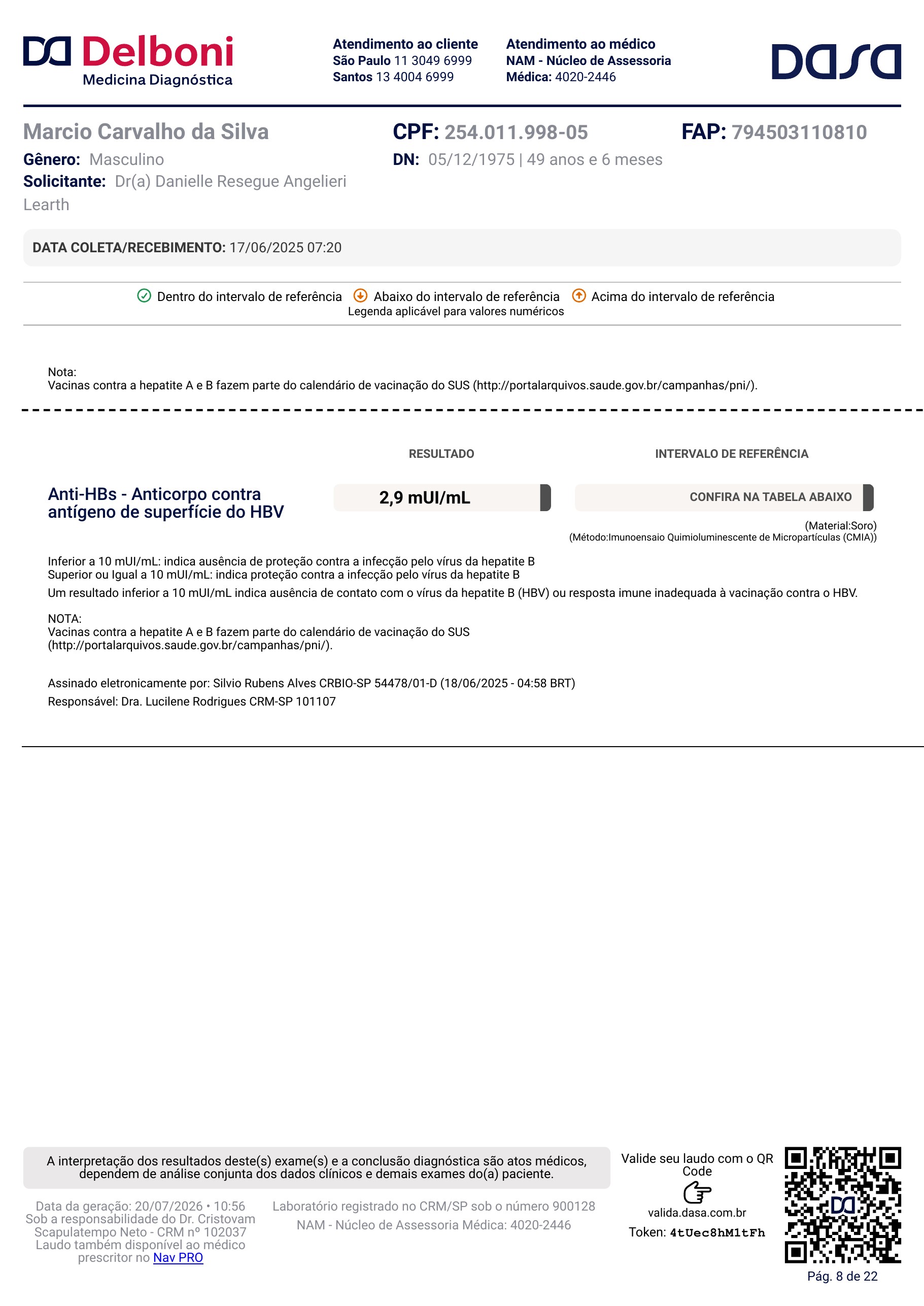 Pagina 8 de 22 do laudo Laudo laboratorial completo