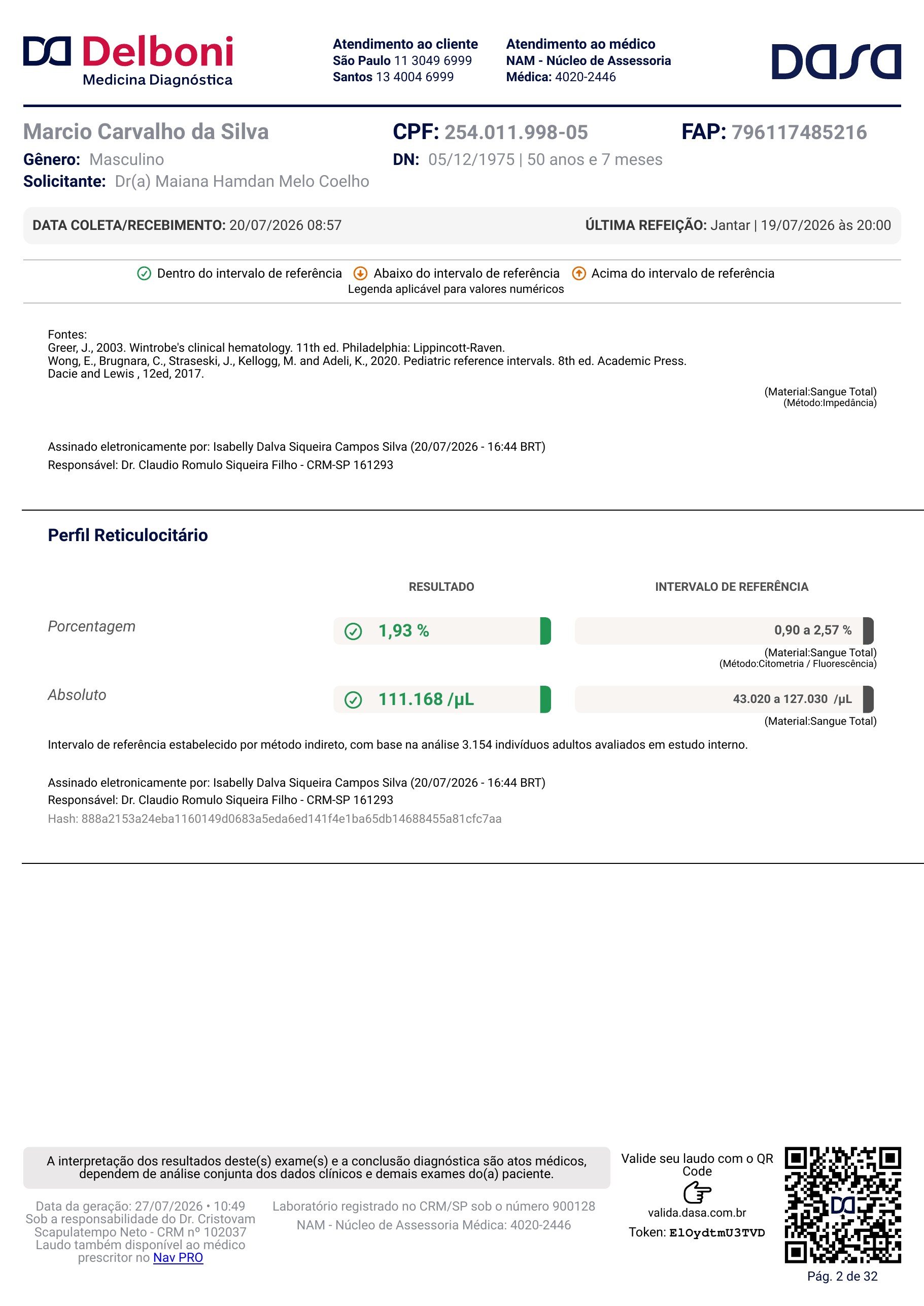 Pagina 2 de 32 do laudo Laudo laboratorial completo