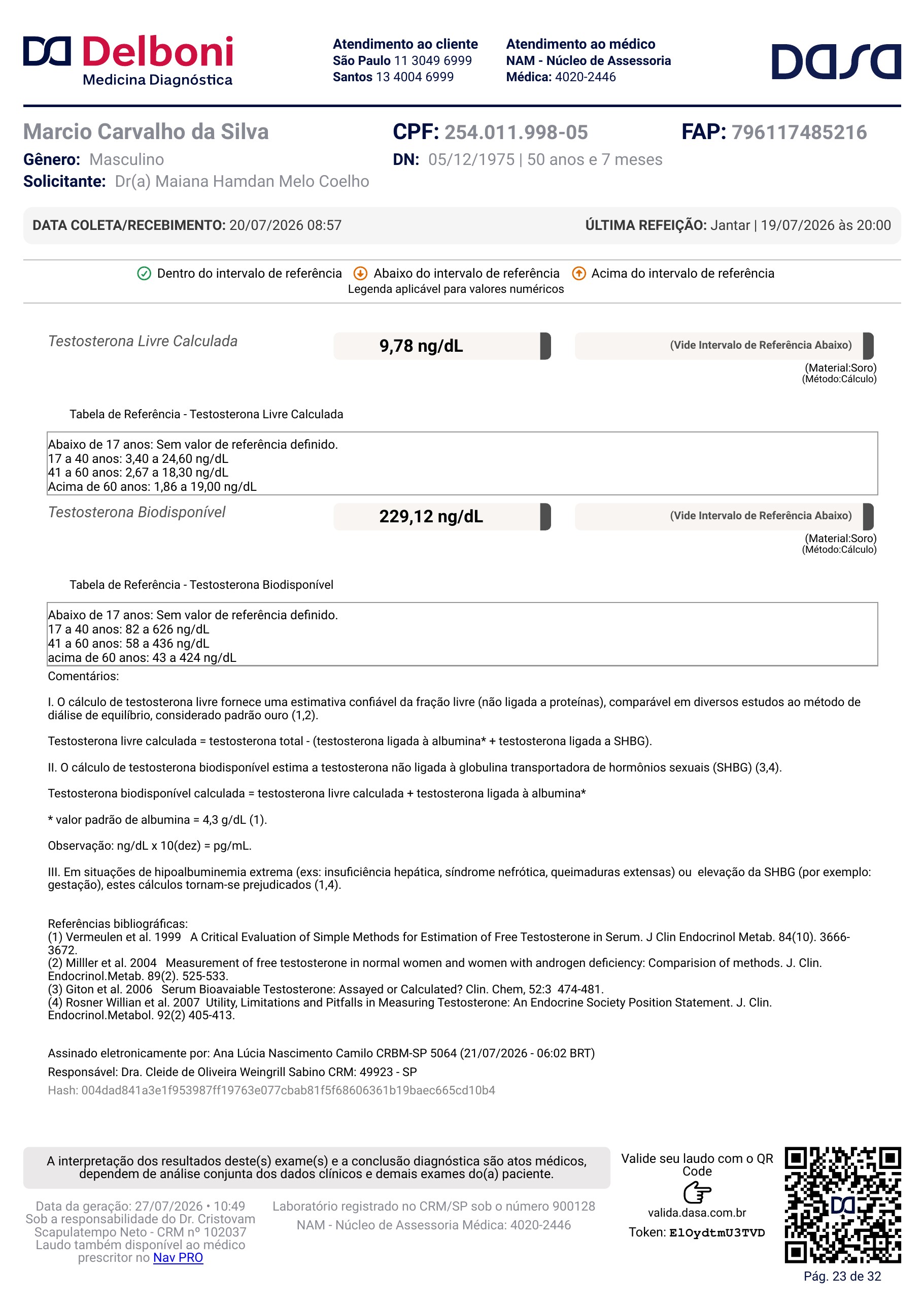 Pagina 23 de 32 do laudo Laudo laboratorial completo