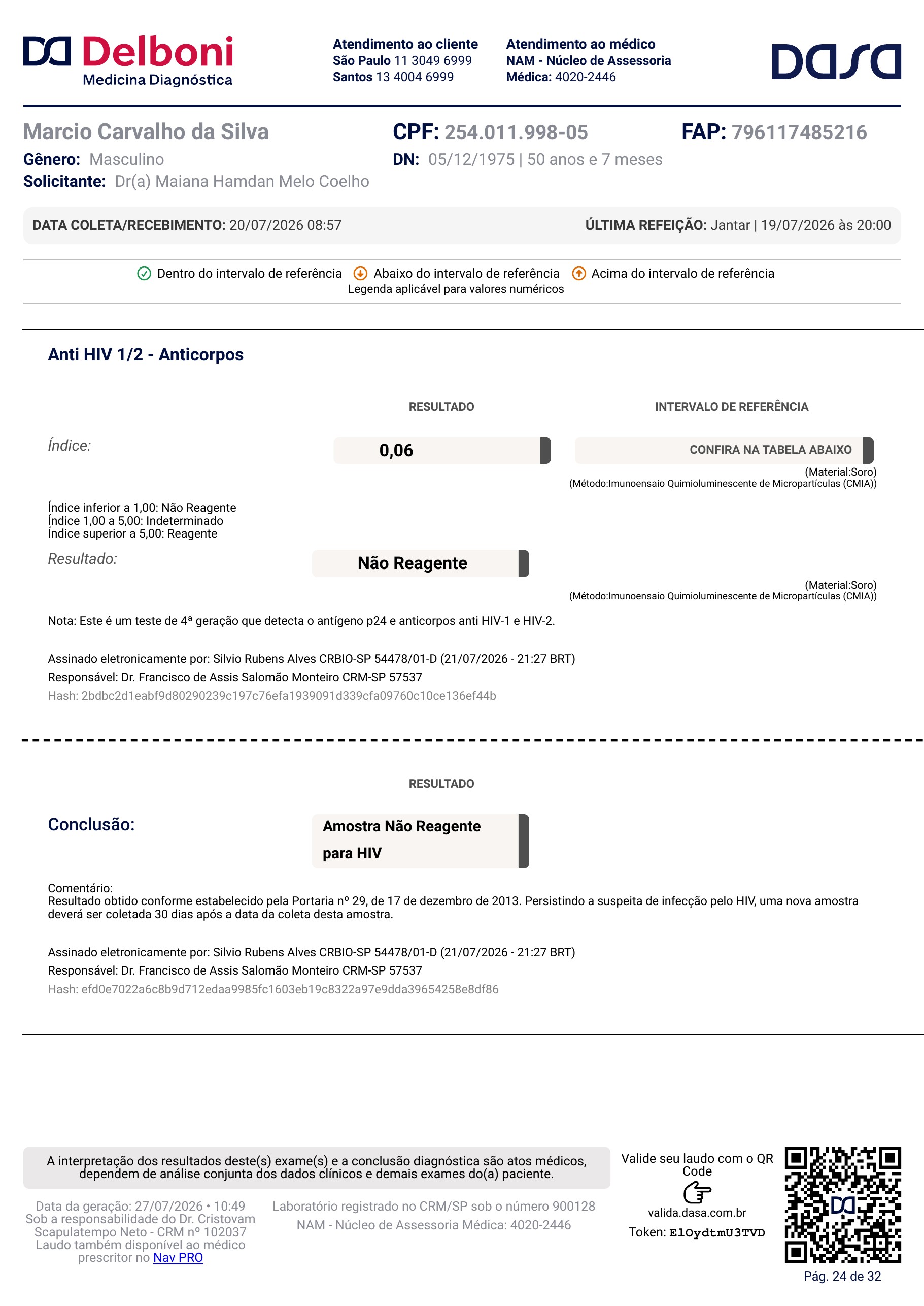 Pagina 24 de 32 do laudo Laudo laboratorial completo