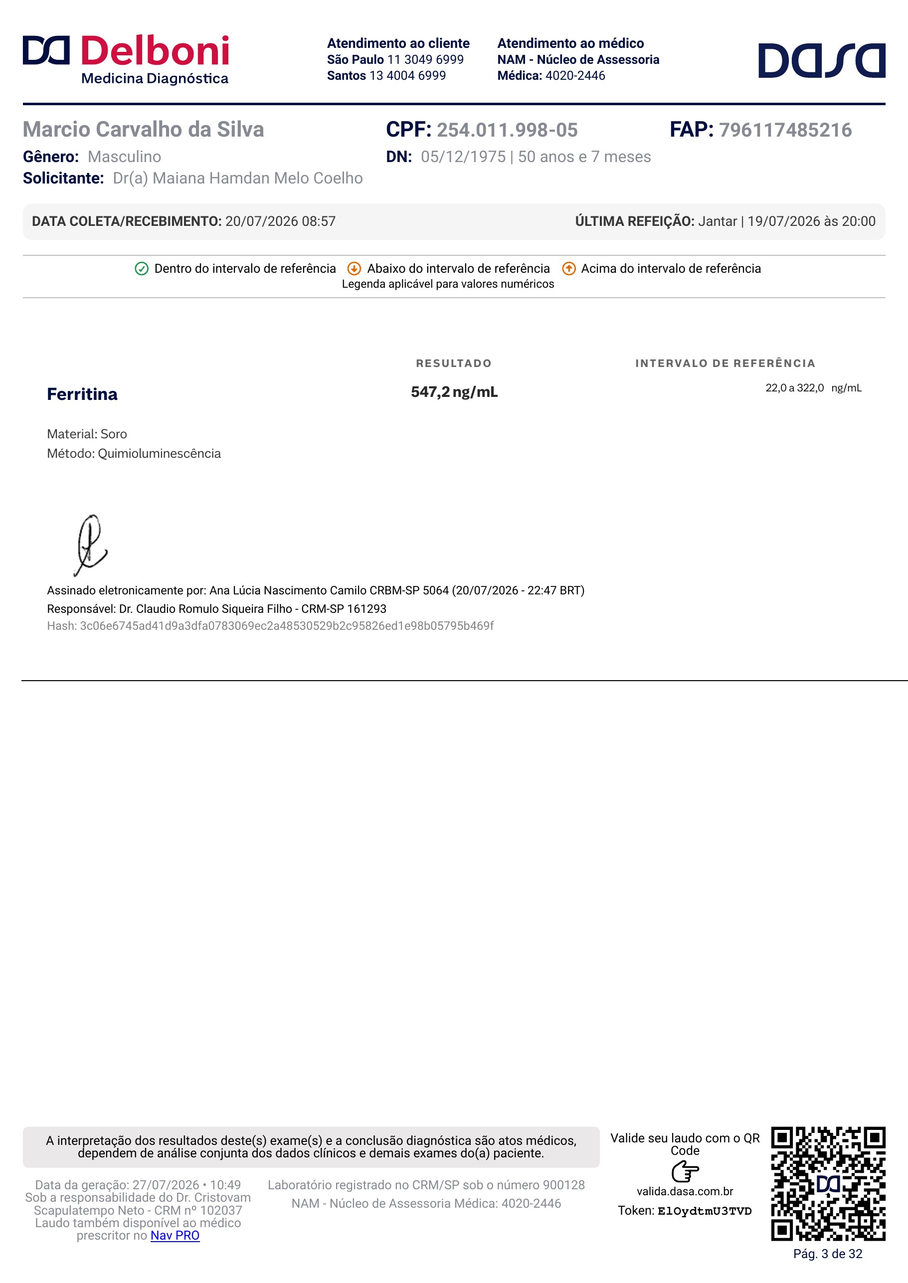 Pagina 3 de 32 do laudo Laudo laboratorial completo