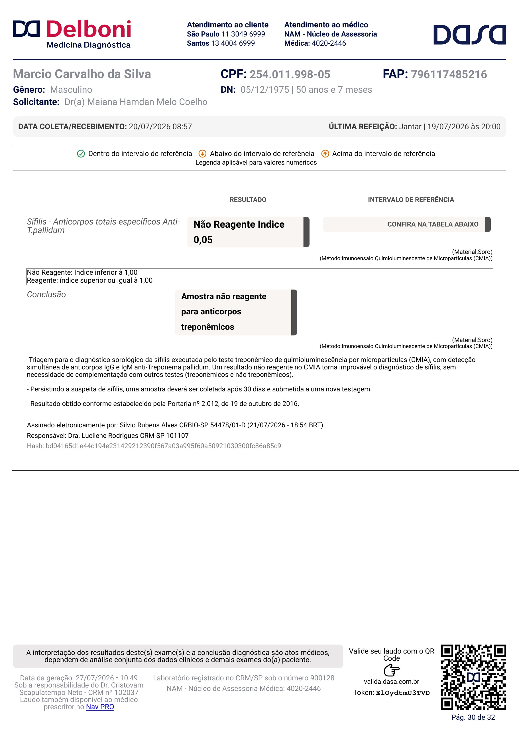 Pagina 30 de 32 do laudo Laudo laboratorial completo
