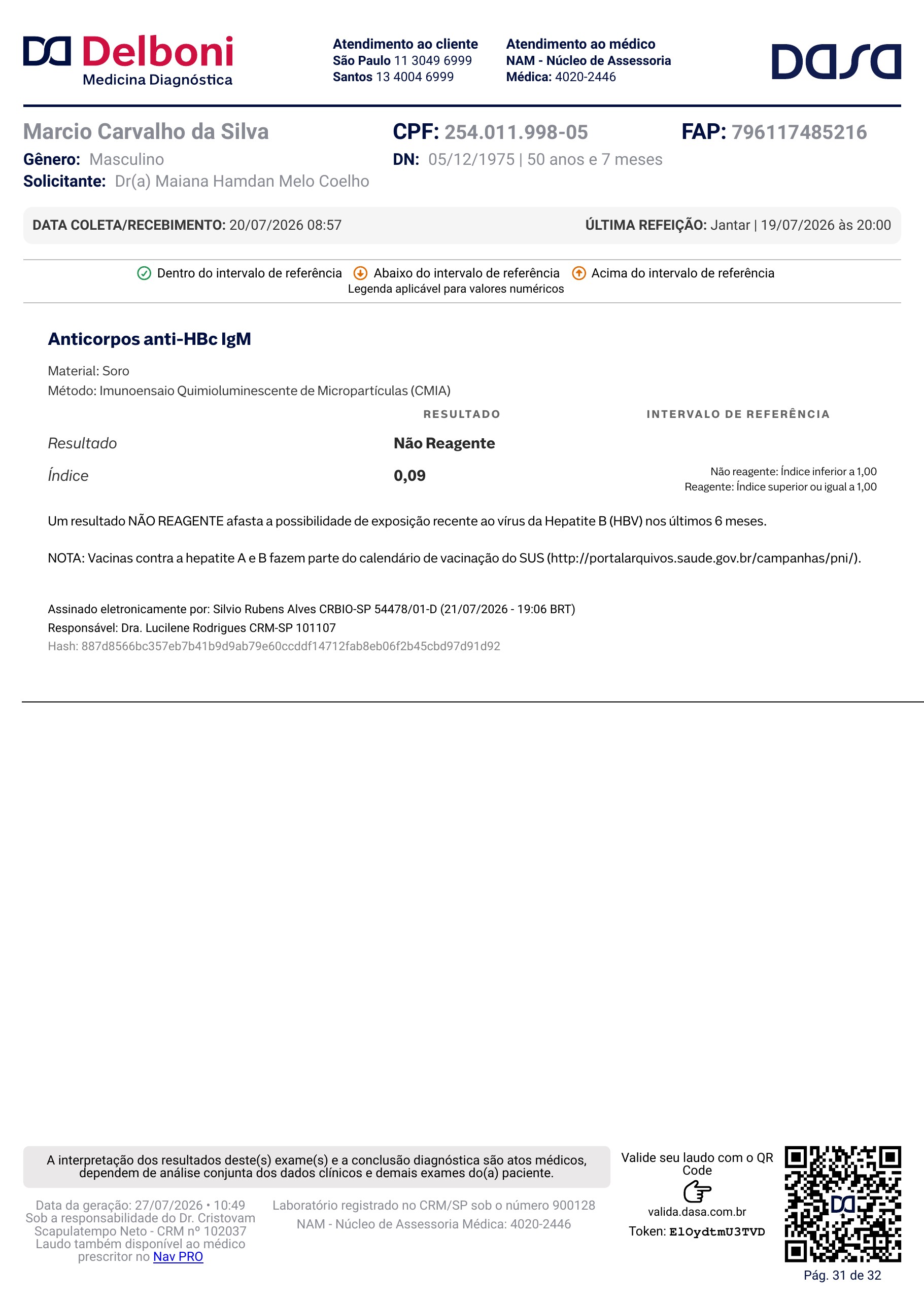 Pagina 31 de 32 do laudo Laudo laboratorial completo