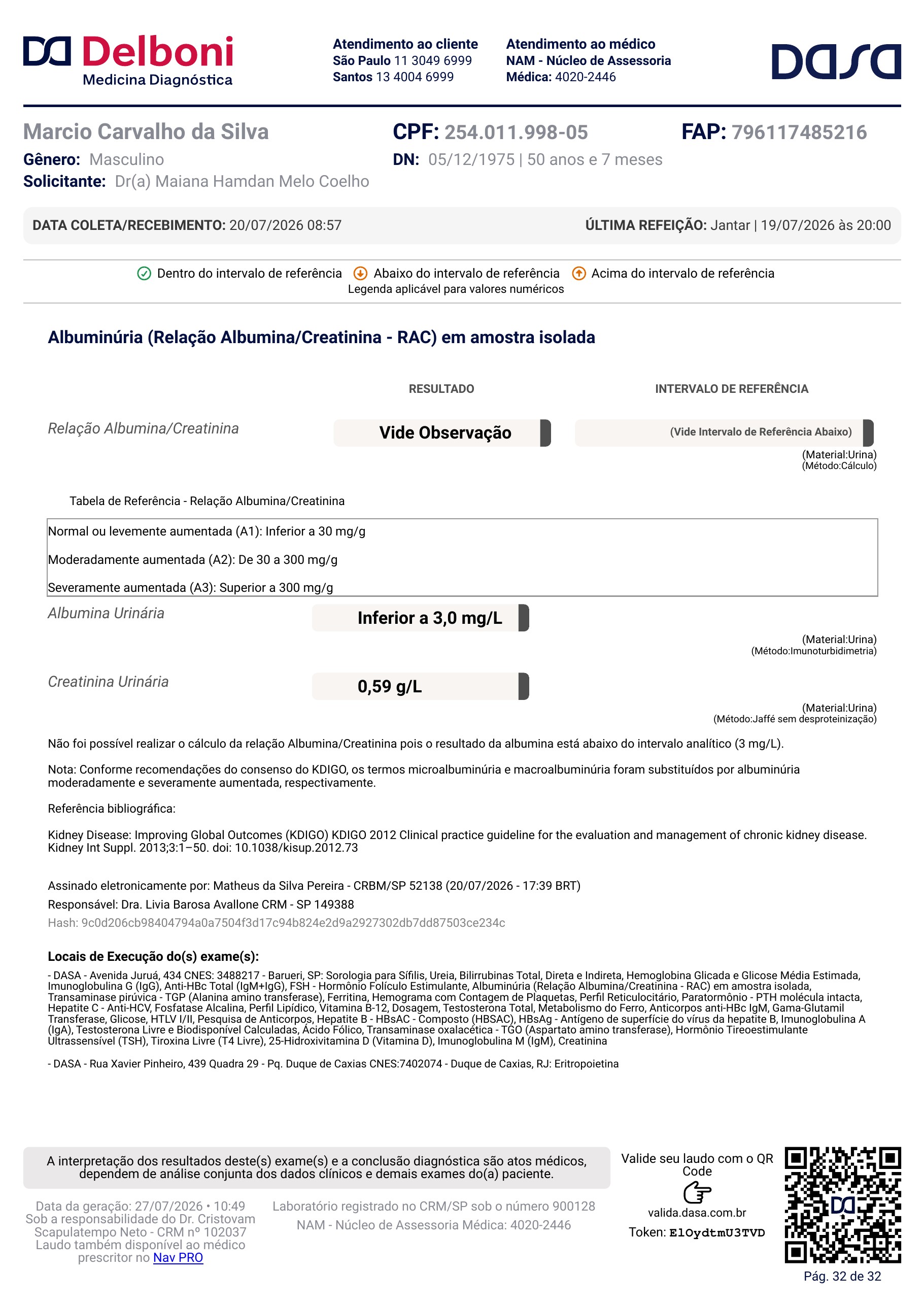Pagina 32 de 32 do laudo Laudo laboratorial completo
