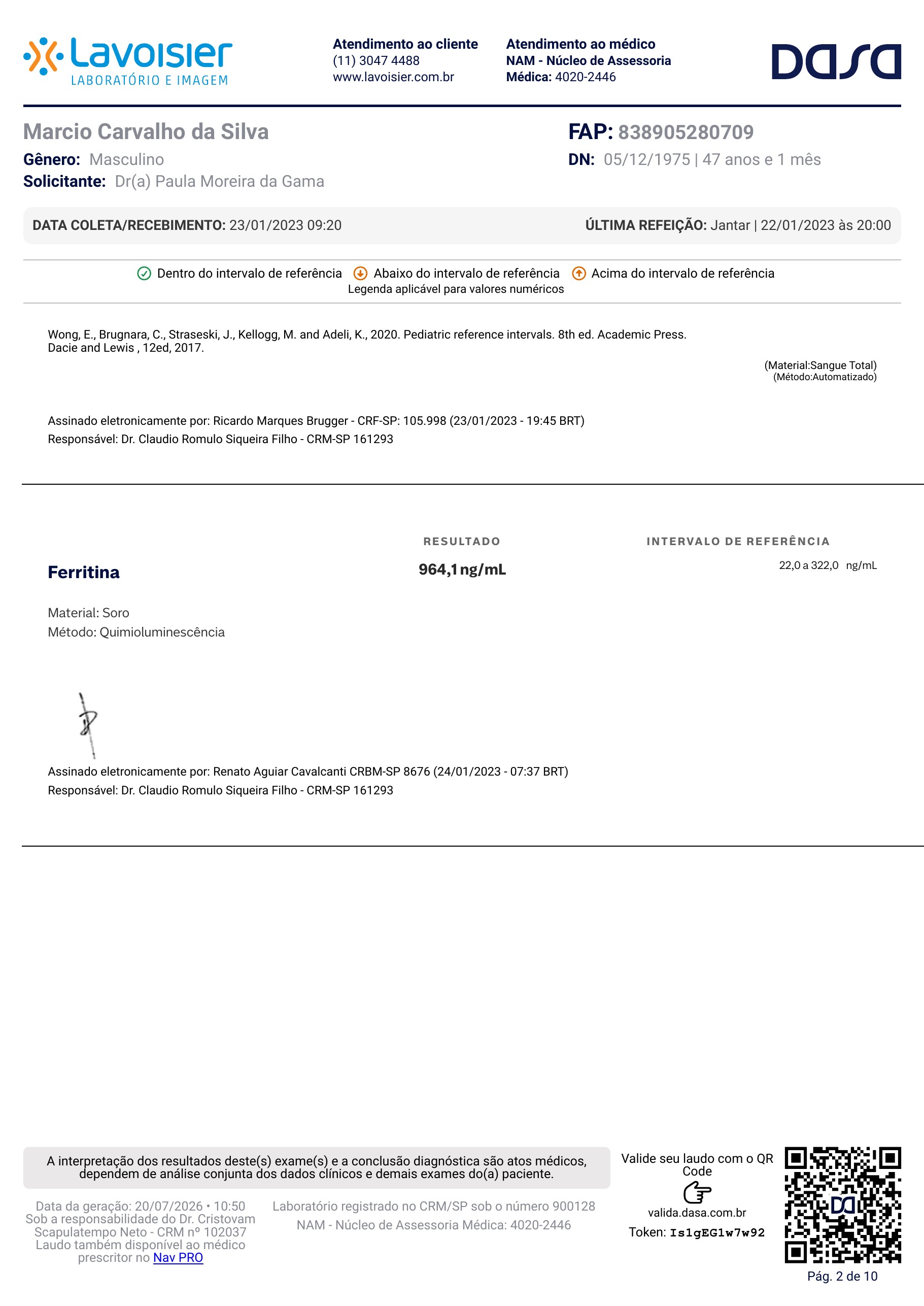 Pagina 2 de 10 do laudo Laudo laboratorial completo
