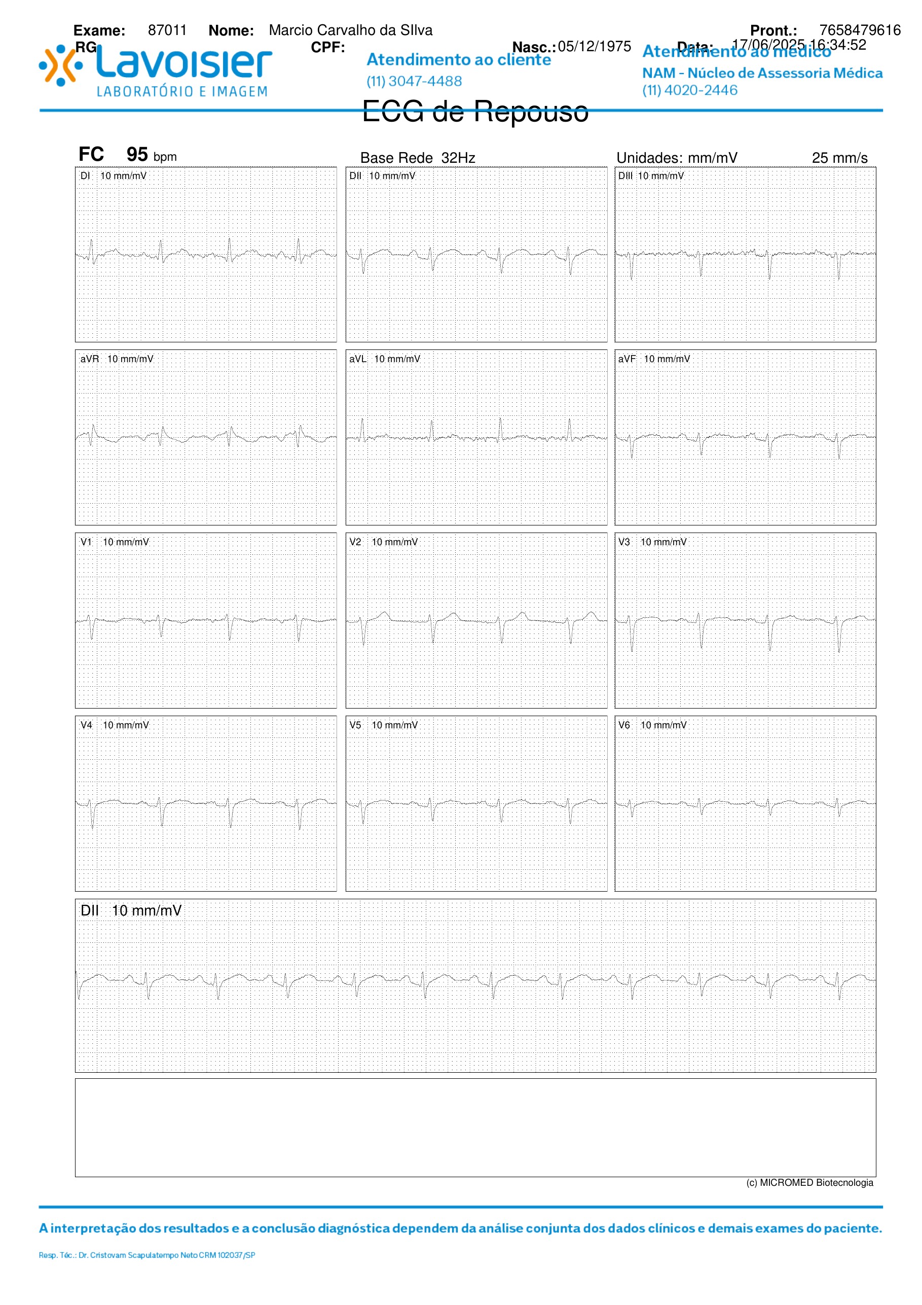 Pagina 4 de 10 do laudo Teste ergometrico em esteira