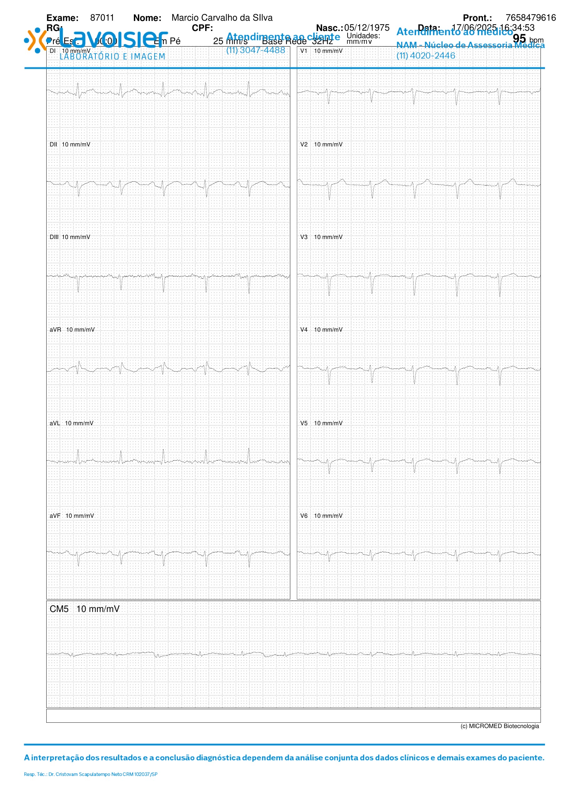 Pagina 5 de 10 do laudo Teste ergometrico em esteira