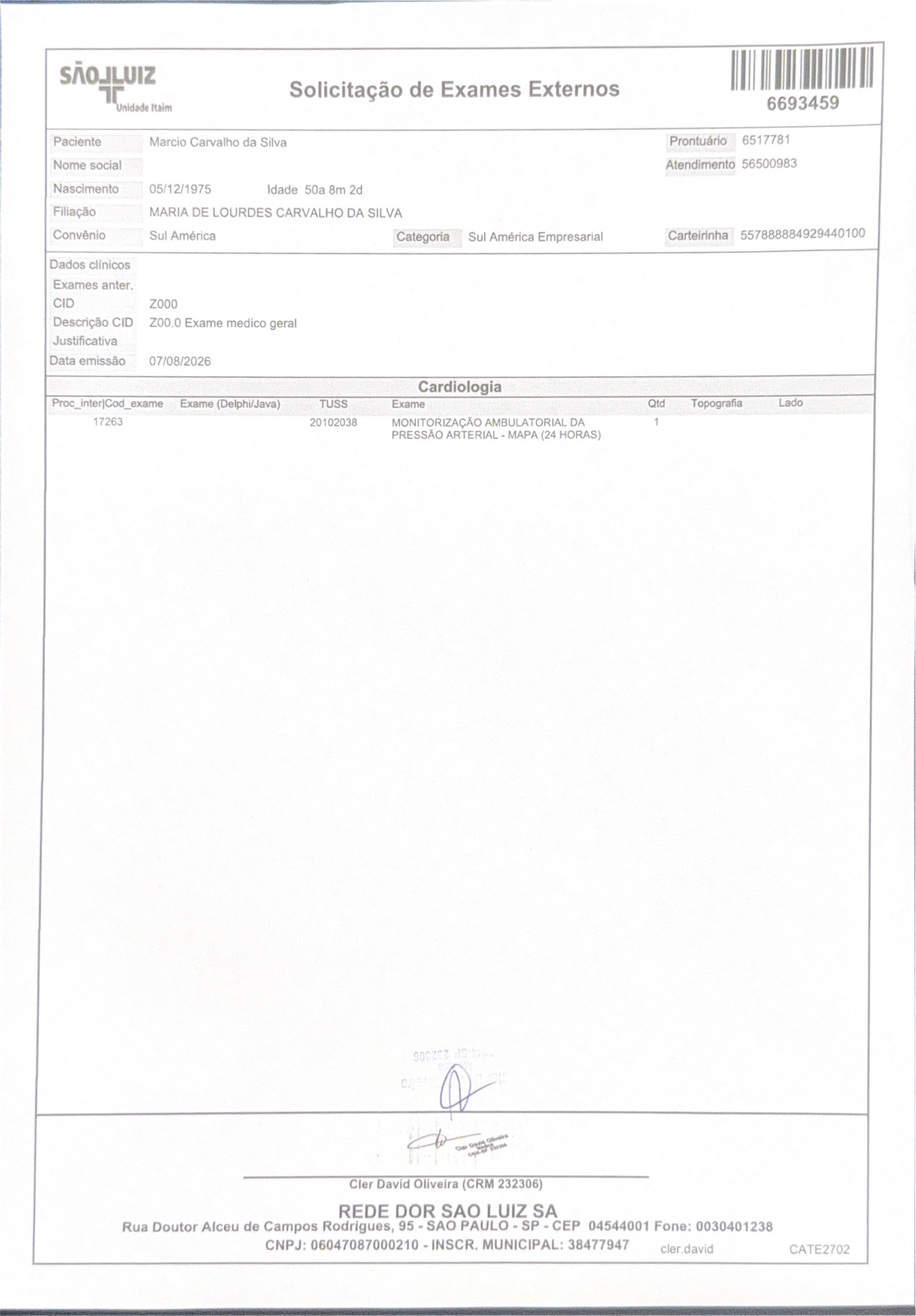 Pagina 3 de 4 do laudo Consulta - Cardiologia