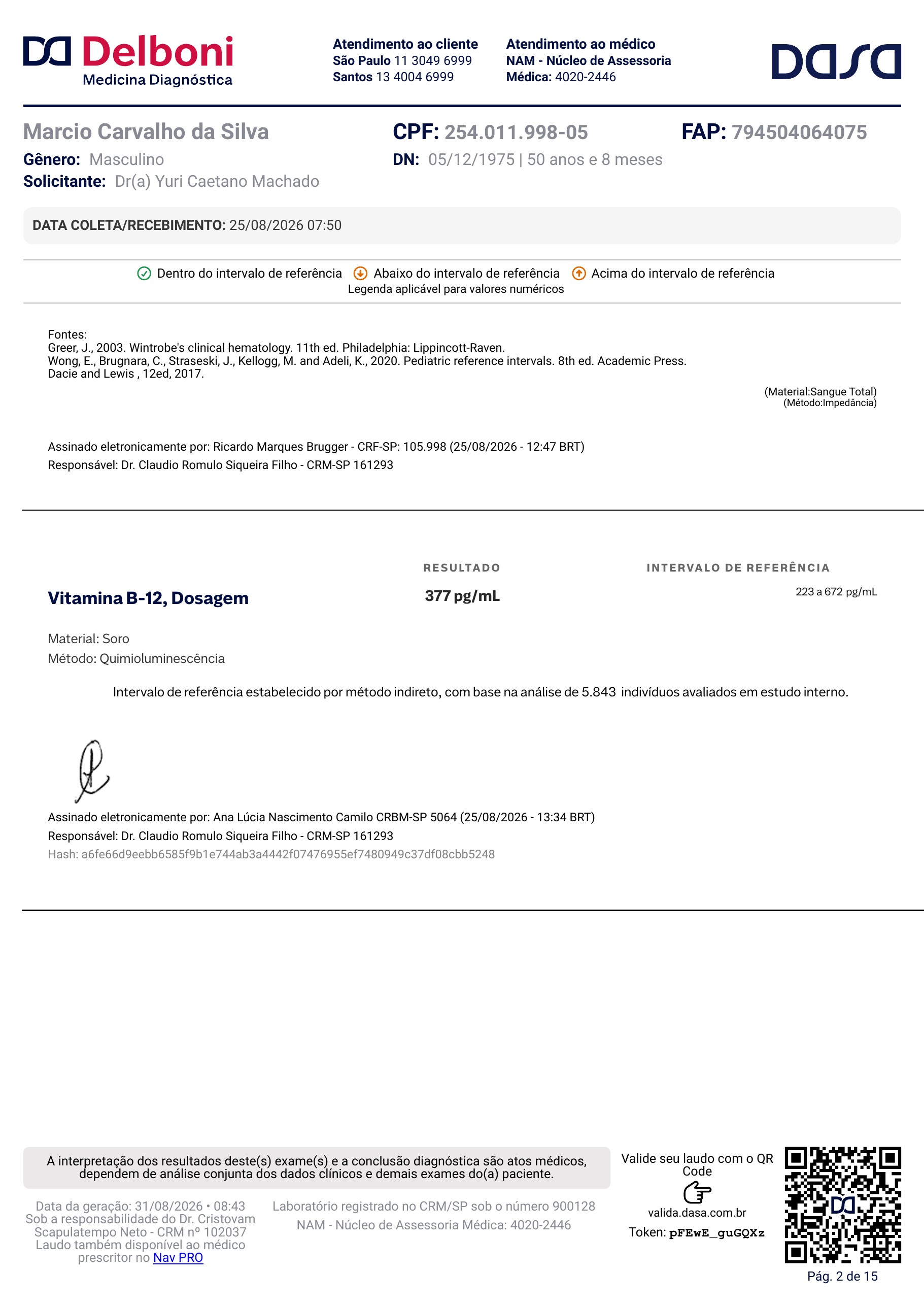 Pagina 2 de 15 do laudo Laudo laboratorial completo