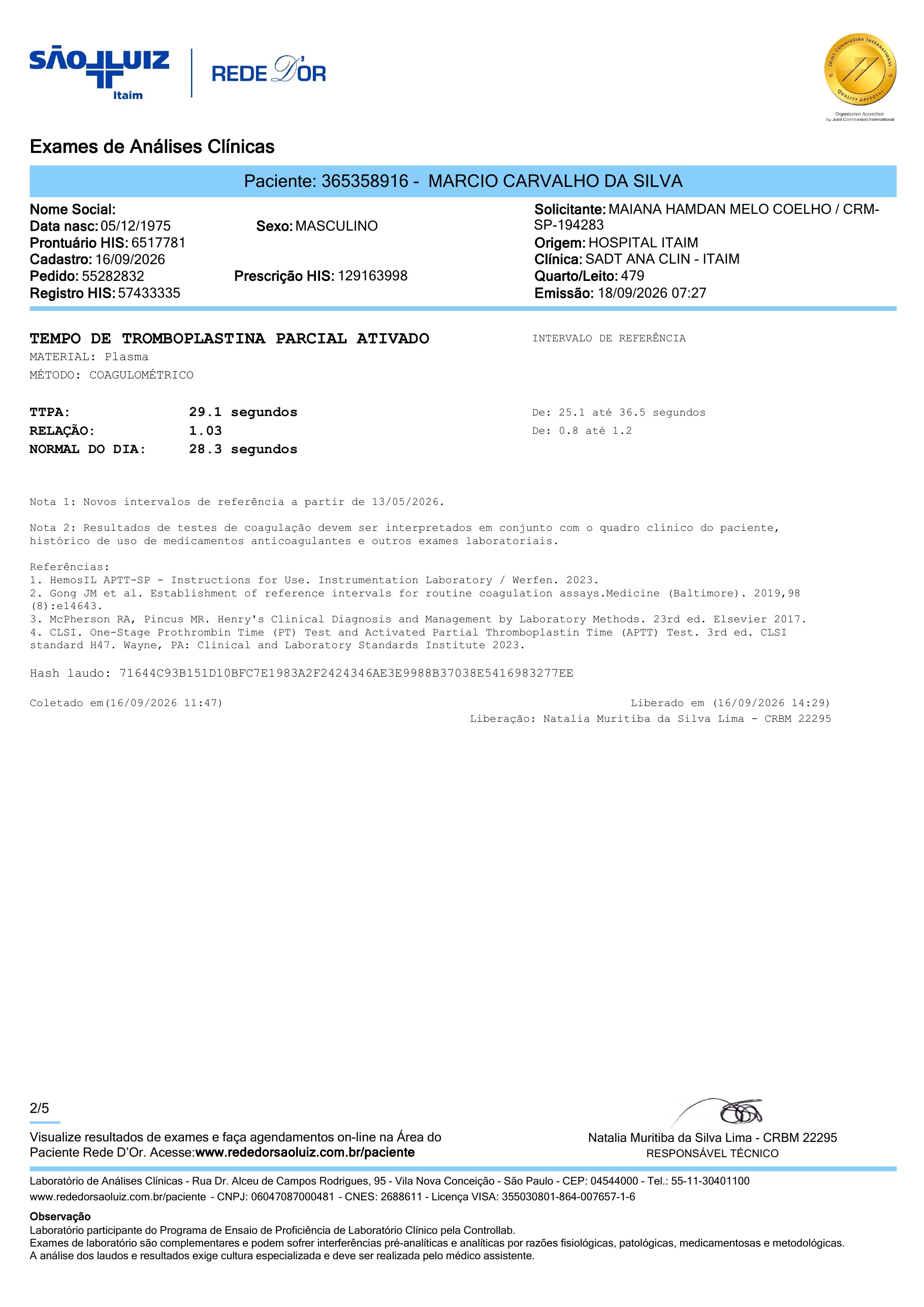 Pagina 2 de 5 do laudo Laudo laboratorial completo