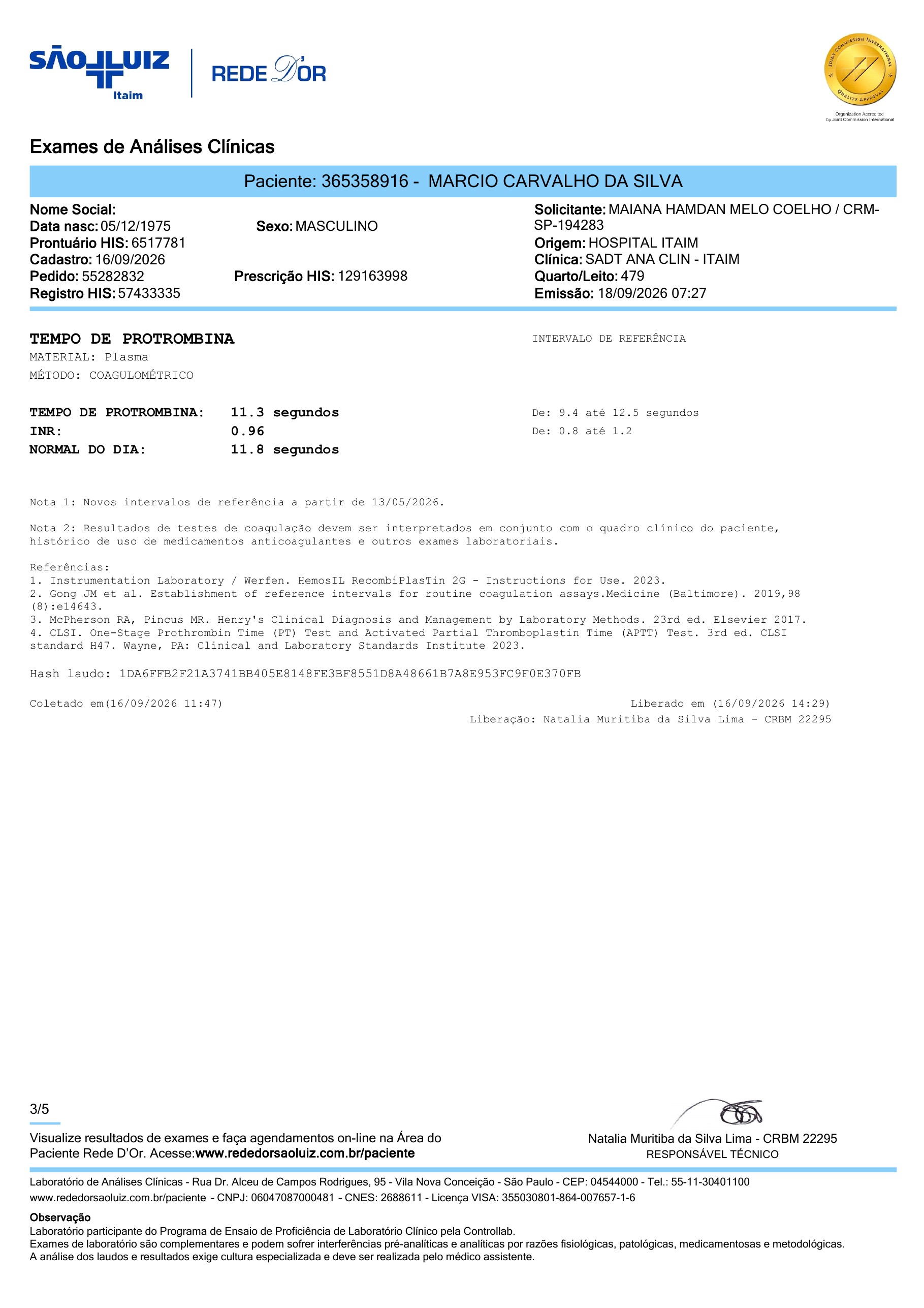 Pagina 3 de 5 do laudo Laudo laboratorial completo