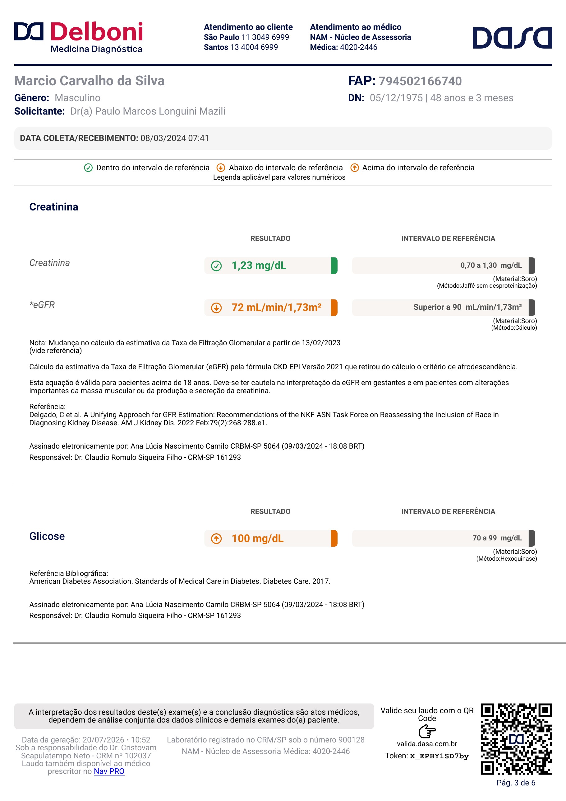 Pagina 3 de 6 do laudo Laudo laboratorial completo