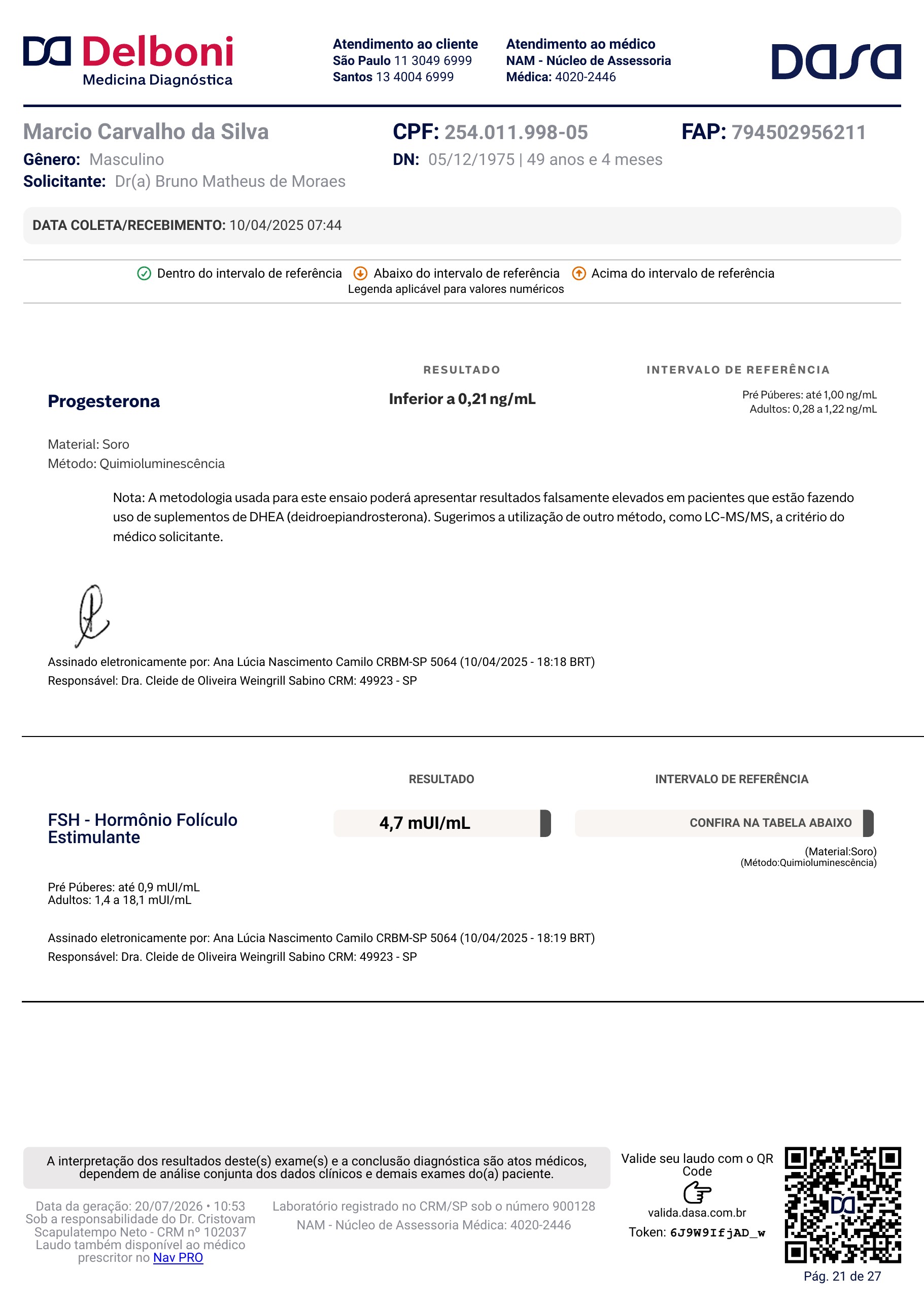 Pagina 21 de 27 do laudo Laudo laboratorial completo